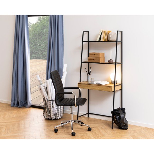 Černá knihovna v dekoru dubu 77x175 cm Seaford - Actona-image-1