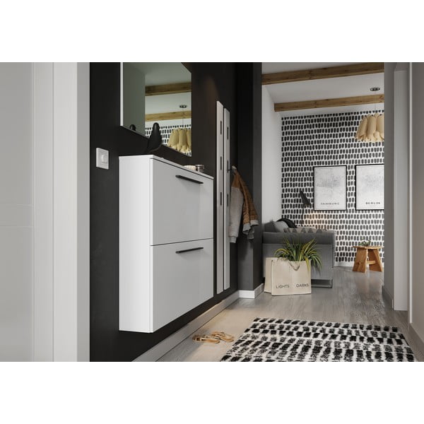 Bílý závěsný výklopný botník Utah - Germania-image-3