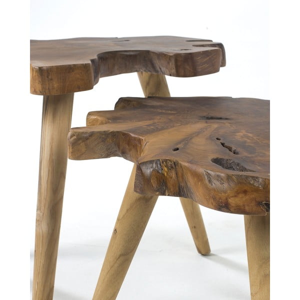 Odkládací stolky v sadě 2 ks z teakového dřeva 50x60 cm Hattie – Kave Home-image-2