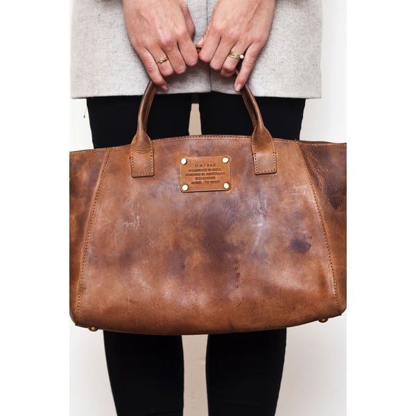 Hnědá kožená kabelka O My Bag Fly Violet Midi-image-1