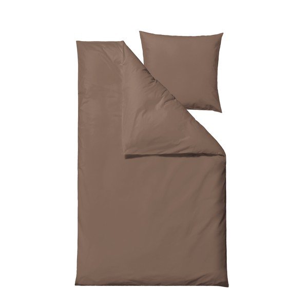 Hnědé prodloužené povlečení na jednolůžko z bavlněného perkálu 140x220 cm Crisp – Södahl-image-2
