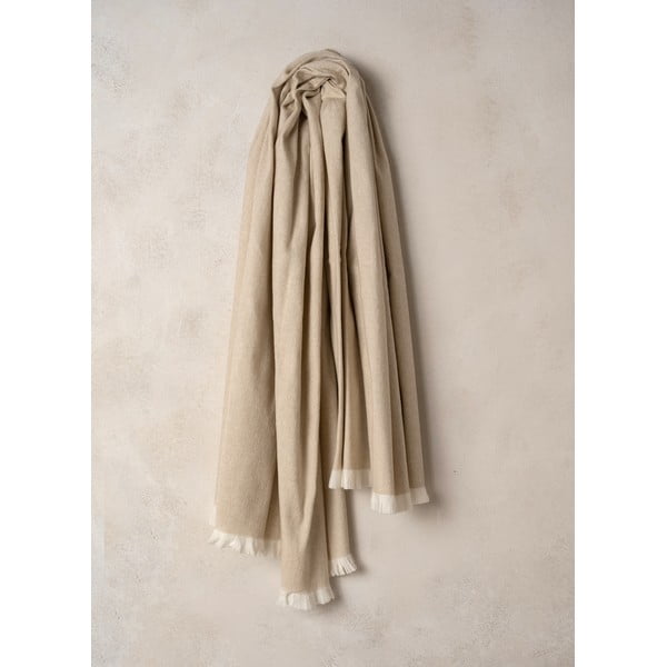 Světle béžový pléd s podílem bavlny Euromant Linen, 140 x 180 cm-image-1