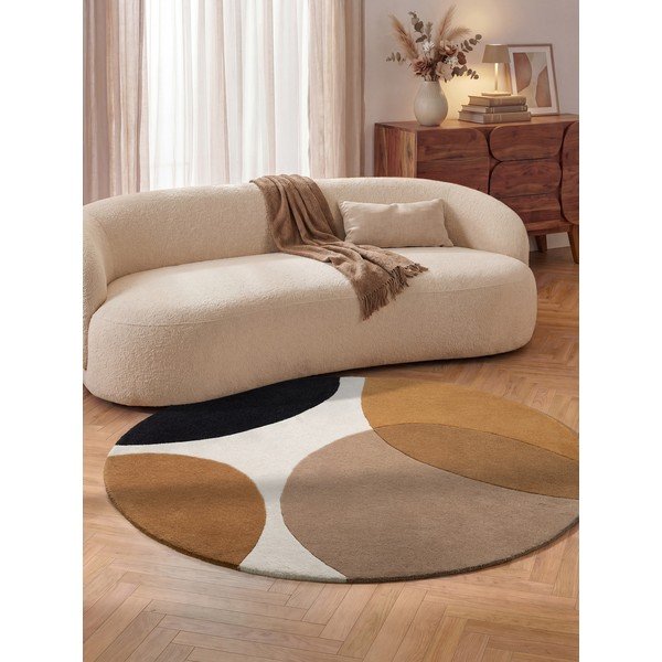 Koňakově hnědý vlněný kulatý koberec ø 200 cm Ruvia – Villeroy&Boch-image-1