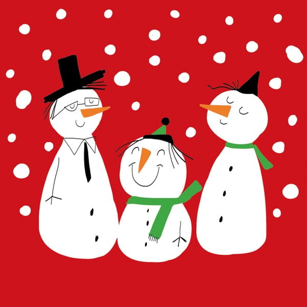 Balení 10 papírových ubrousků s vánočním motivem PPD Smiling Snowmen Red