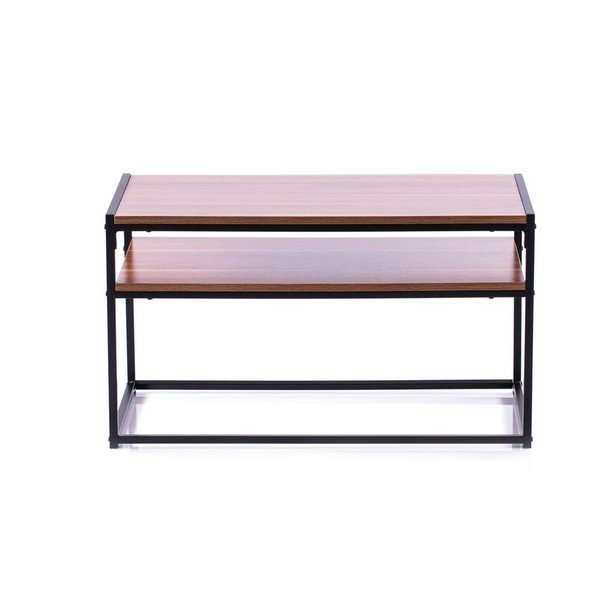 Hnědý konferenční stolek s deskou v dekoru ořechového dřeva 40x80 cm Pjan – Homede-image-2