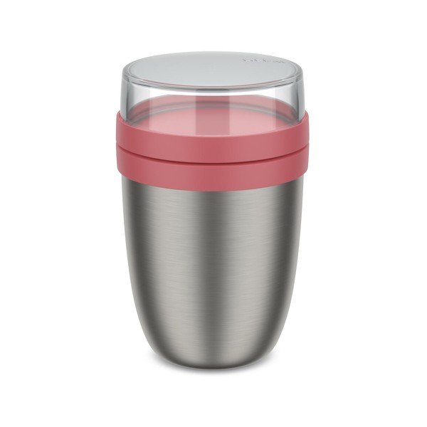 Světle červená/ve stříbrné barvě termoska na jídlo z nerezové oceli 500 ml Ellipse – Mepal