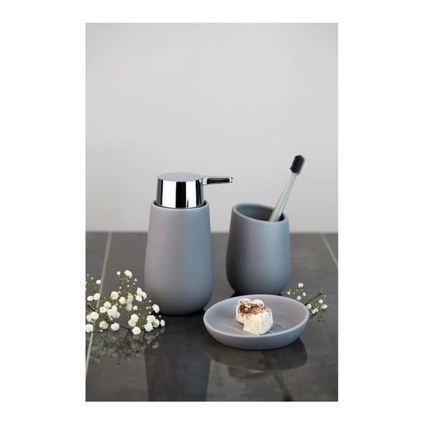 Šedý keramický kelímek na kartáčky Wenko Badi-image-1