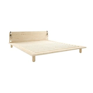 Dvoulůžková postel z masivního dřeva s lampami Karup Design Peek, 180 x 200 cm