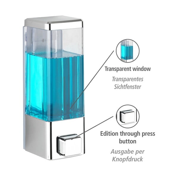 Nástěnný plastový dávkovač mýdla ve stříbrné barvě 0.32 l Istres – Wenko-image-3