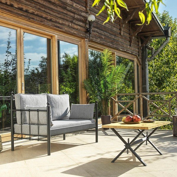 Zahradní lounge set v černé a světle šedé barvě pro 4 Lalas – Floriane Garden-image-1