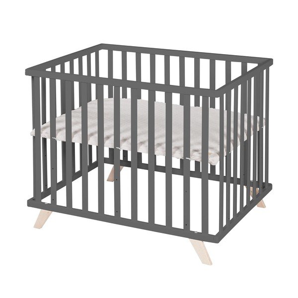 Tmavě šedá dětská ohrádka z bukového dřeva 75x100 cm Lil Planet – Roba