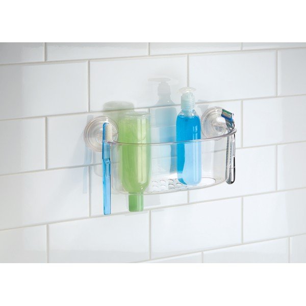 Transparentní samodržící košík iDesign Suction Spa, délka 30 cm-image-2