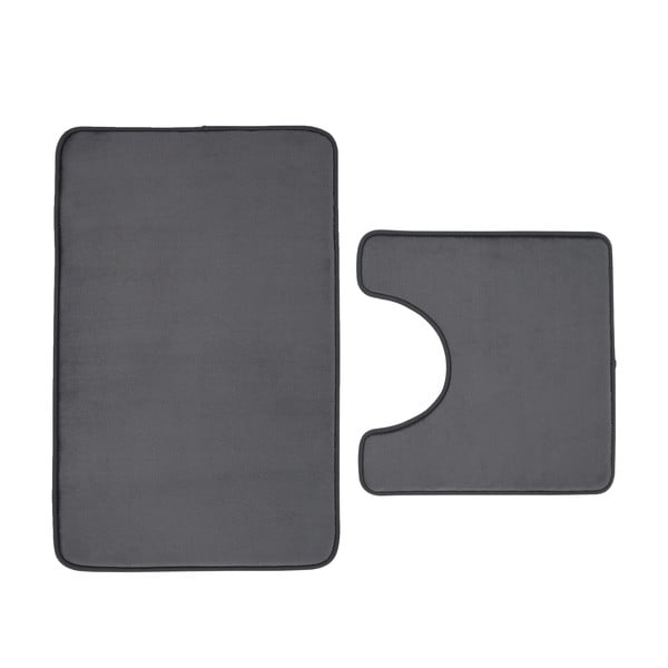 Tmavě šedé WC koupelnové předložky z paměťové pěny v sadě 2 ks 50x80 cm Anti-Bacterial – Catherine Lansfield