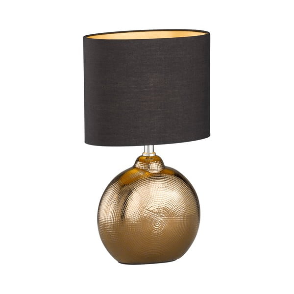 Keramická stolní lampa s textilním stínidlem v černo-bronzové barvě (výška 39 cm) Foro – Fischer & Honsel