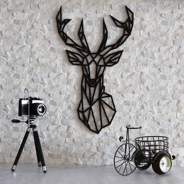 Černá nástěnná dekorace Deer, 39 x 65 cm-image-1