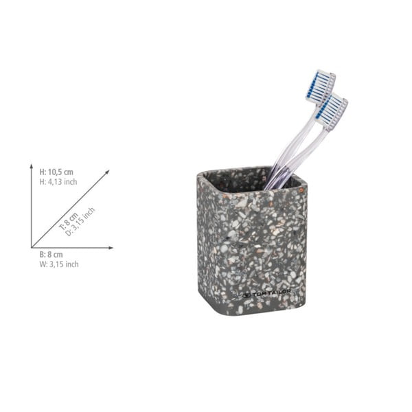 Šedý kelímek na zubní kartáčky z polyresinu Tom Tailor T-Terrazzo – Wenko-image-4