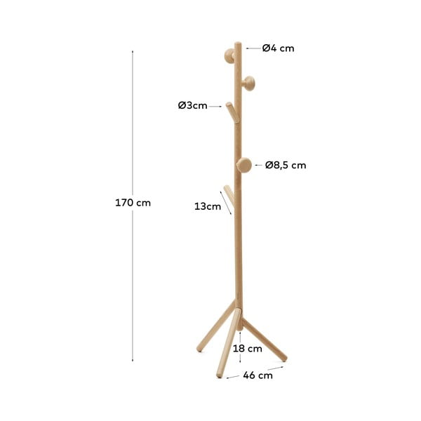 Věšák z bukového dřeva v přírodní barvě 46x170 cm Nadue – Kave Home-image-4