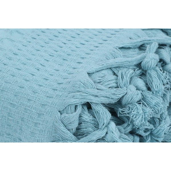 Modrý bavlněný přehoz přes postel na dvoulůžko Mijolnir, 220 x 240 cm-image-1