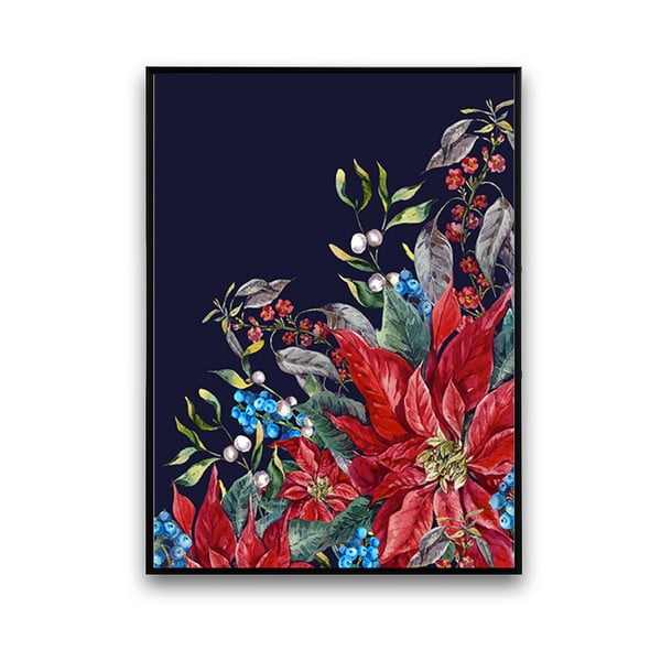 Plakát s květinami, černé pozadí, 30 x 40 cm