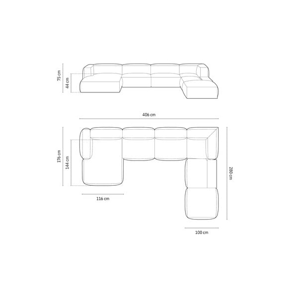 Zelená modulární rohová pohovka (pravý roh/do "U") Martina – Micadoni Home-image-4