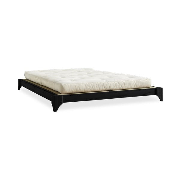 Dvoulůžková postel z borovicového dřeva s matrací a tatami Karup Design Elan Comfort Mat Black/Natural, 140 x 200 cm