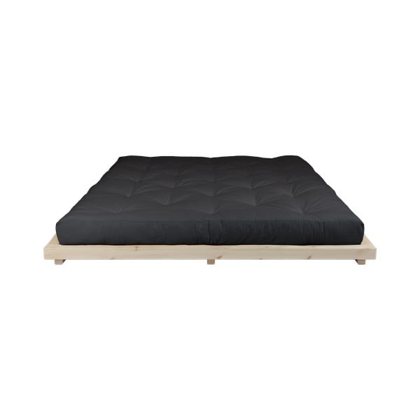Dvoulůžková postel z borovicového dřeva s matrací Karup Design Dock Comfort Mat Natural Clear/Black, 160 x 200 cm