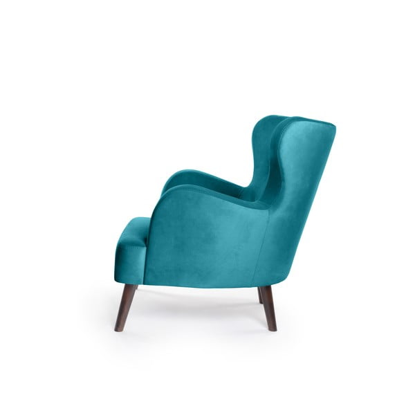 Tyrkysové sametové křeslo ušák Noemye – Bonami Selection-image-3