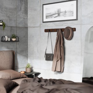 Tmavě hnědý nástěnný věšák z topolového dřeva Flip – Umbra