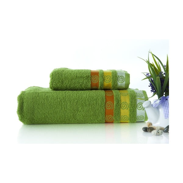 Set dvou ručníků Truva Green, 90x150 a 50x90 cm