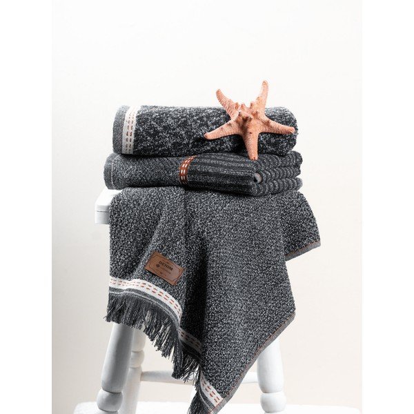 Antracitové ručníky v sadě 3 ks 50x90 cm Denim – Foutastic-image-1