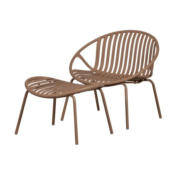 Růžové plastové zahradní křeslo s podnožkou Bruce – WOOOD