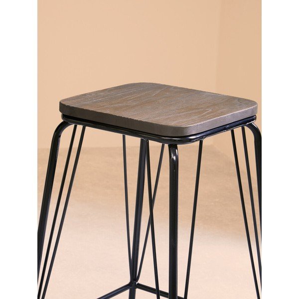 Černá/hnědá stolička z jilmového dřeva District – Premier Housewares-image-4