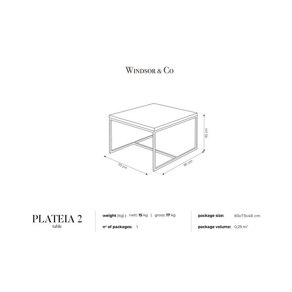 Konferenční stolek s deskou Windsor & Co Sofas Plateia, 80 x 70 cm-image-2