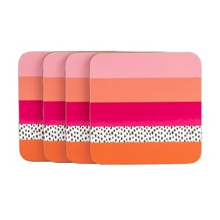 Sada 4 růžovo-oranžových podtácků Navigate Stripe