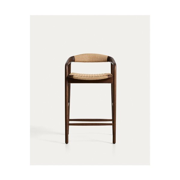 Hnědá barová židle s područkami z dubového dřeva (výška sedáku 65 cm) Derile – Kave Home-image-4