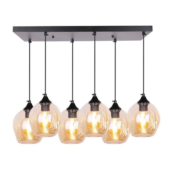 Černé závěsné svítidlo se skleněným stínidlem 33x67 cm Aspa – Candellux Lighting-image-2