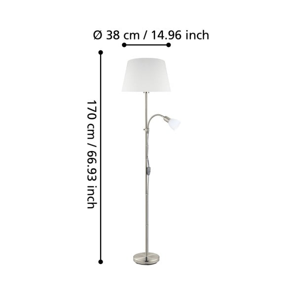 Šedá stojací lampa se skleněným a textilním stínidlem (výška 170 cm) CONESA – EGLO-image-3