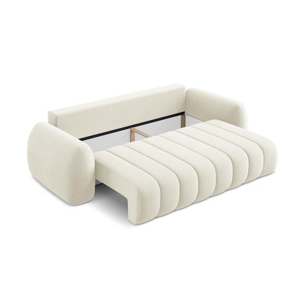 Béžová rozkládací/s úložným prostorem pohovka z textilie bouclé 266 cm Pele – Makamii-image-3