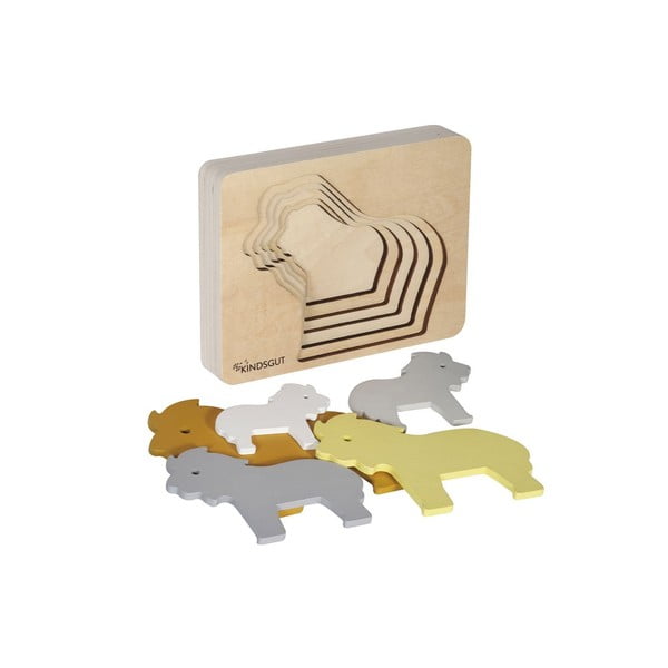 Dřevěné dětské puzzle Kindsgut Lion-image-4