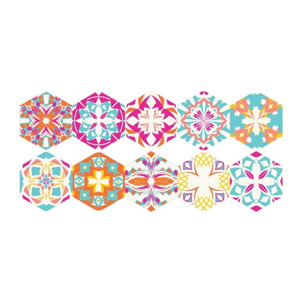 Sada 10 samolepek na podlahu Ambiance Floor Stickers Hexagons Lusiana, 40 x 90 cm