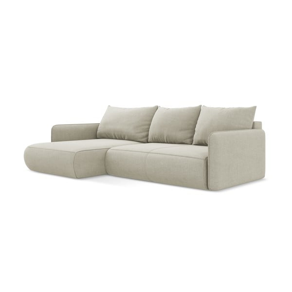 Krémová rozkládací/s úložným prostorem rohová pohovka (levý roh) Nanea – Makamii-image-3