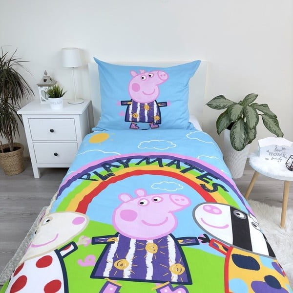 Bavlněné dětské povlečení se svítícím efektem na jednolůžko 140x200 cm Peppa Pig – Jerry Fabrics-image-3