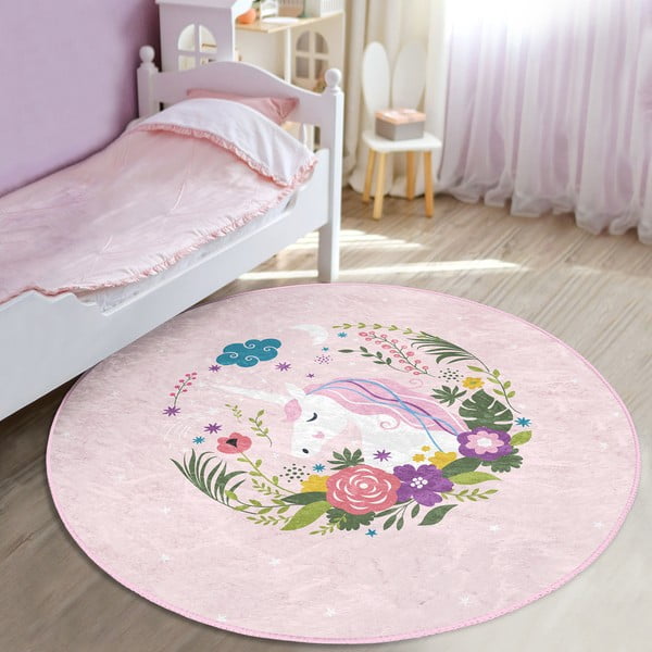 Růžový dětský koberec ø 120 cm Comfort – Mila Home-image-3