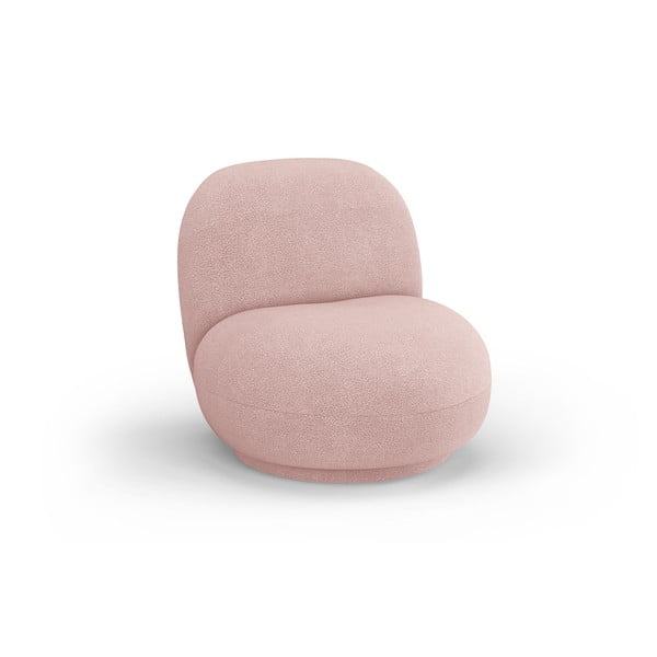 Světle růžové křeslo z textilie bouclé Chuck – Micadoni Home