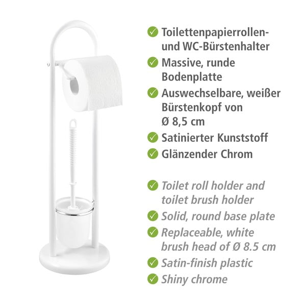 Bílý toaletní kartáč s držákem na toaletní papír Wenko Siena-image-3