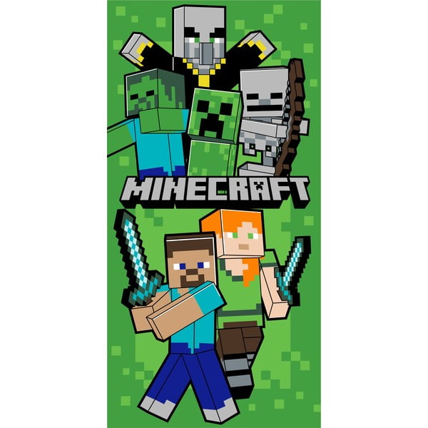 Zelená bavlněná dětská osuška 70x140 cm Minecraft Let´s Survive – Jerry Fabrics