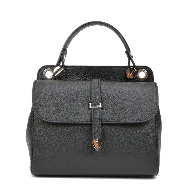 Černá kožená kabelka s 2 kapsami Carla Ferreri