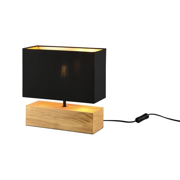 Stolní lampa s textilním stínidlem v černo-přírodní barvě (výška 30 cm) Woody – Reality-image-1