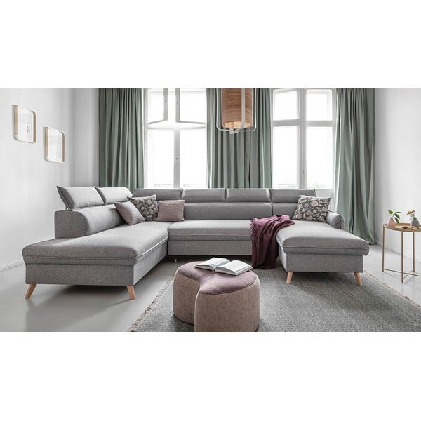 Světle šedá rozkládací rohová pohovka (levý roh) Sweet Harmony – Miuform-image-1