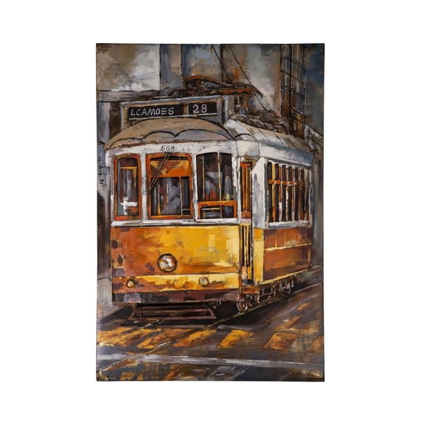 Dekorativní kovová cedule Antic Line Tramway Jaune, 80 x 120 cm